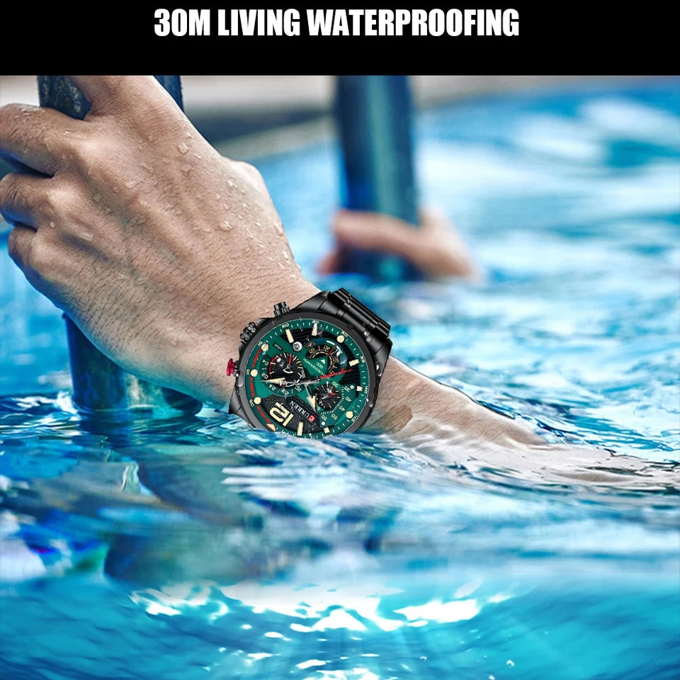 Water-Resistant Design
"Our waterproof watch features a robust seal and water-resistant materials, withstanding depths up to [specify depth] meters. It’s perfect for swimming, diving, and daily wear."