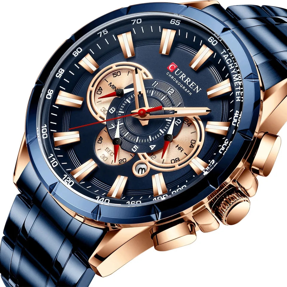 Continuous elegance watch, navy blue